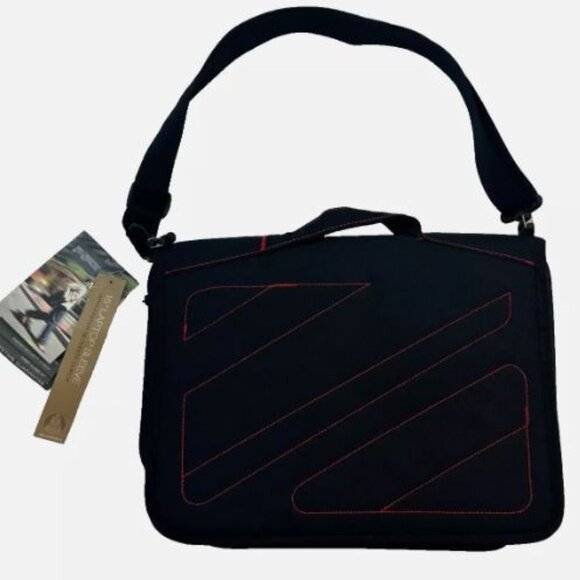 JanSport Career Bag First Class 15'' Laptop 10x14.7x1" Black/Red Tape New